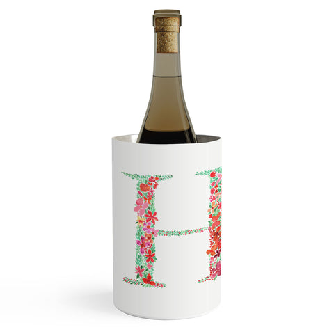 Amy Sia Floral Monogram Letter H Wine Chiller