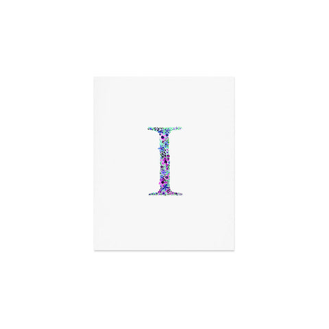 Amy Sia Floral Monogram Letter I Art Print