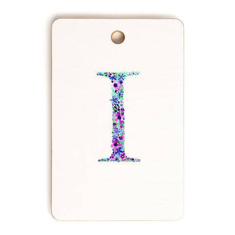Amy Sia Floral Monogram Letter I Cutting Board Rectangle