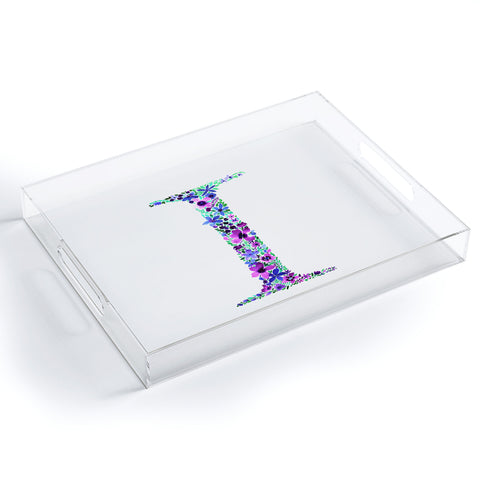 Amy Sia Floral Monogram Letter I Acrylic Tray
