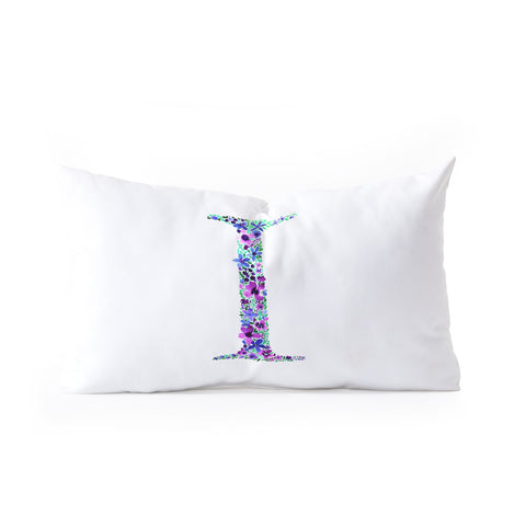 Amy Sia Floral Monogram Letter I Oblong Throw Pillow