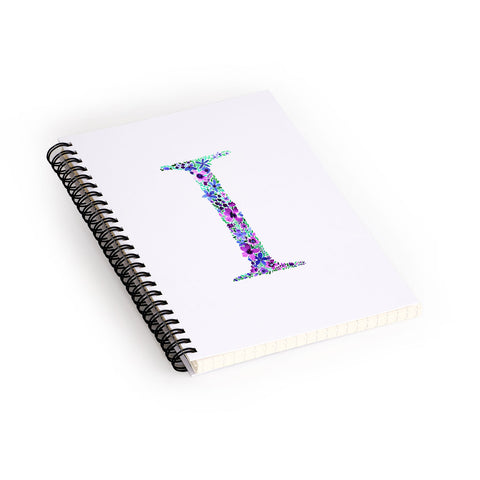 Amy Sia Floral Monogram Letter I Spiral Notebook