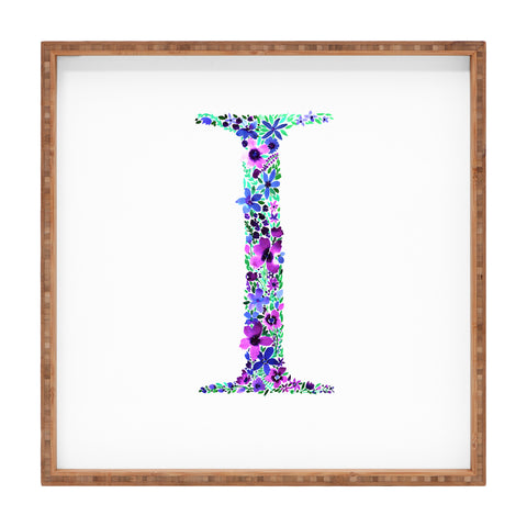 Amy Sia Floral Monogram Letter I Square Tray
