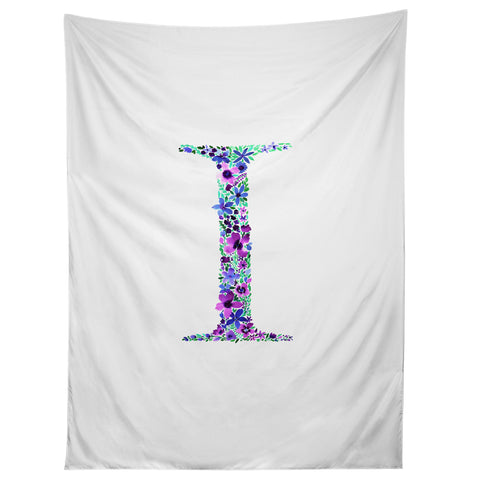 Amy Sia Floral Monogram Letter I Tapestry