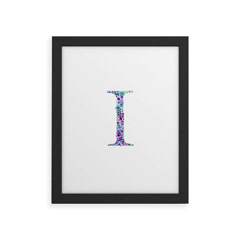Amy Sia Floral Monogram Letter I Framed Art Print