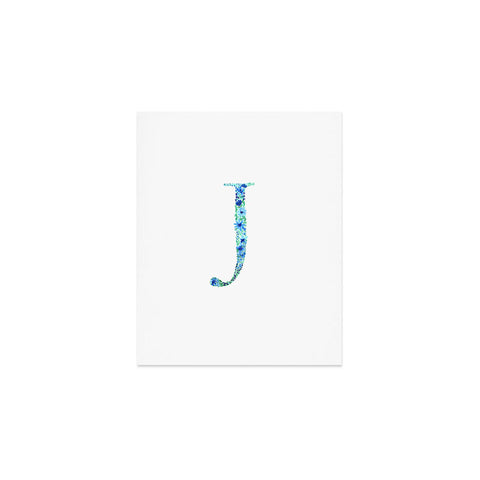 Amy Sia Floral Monogram Letter J Art Print