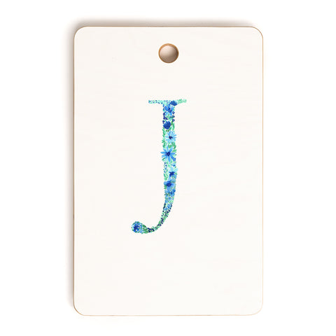 Amy Sia Floral Monogram Letter J Cutting Board Rectangle