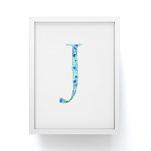 Amy Sia Floral Monogram Letter J Framed Mini Art Print