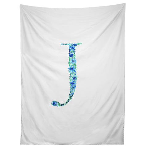 Amy Sia Floral Monogram Letter J Tapestry