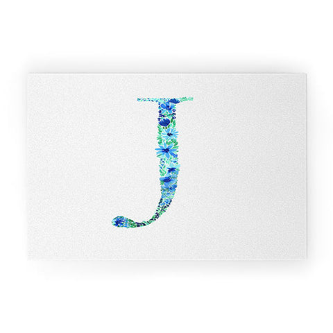 Amy Sia Floral Monogram Letter J Welcome Mat