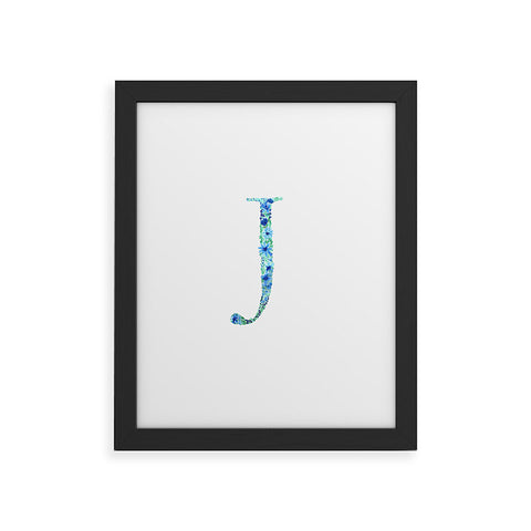 Amy Sia Floral Monogram Letter J Framed Art Print
