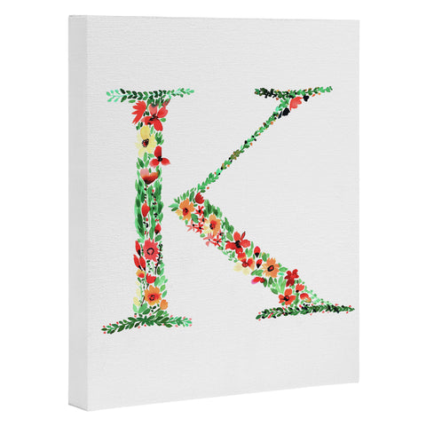 Amy Sia Floral Monogram Letter K Art Canvas
