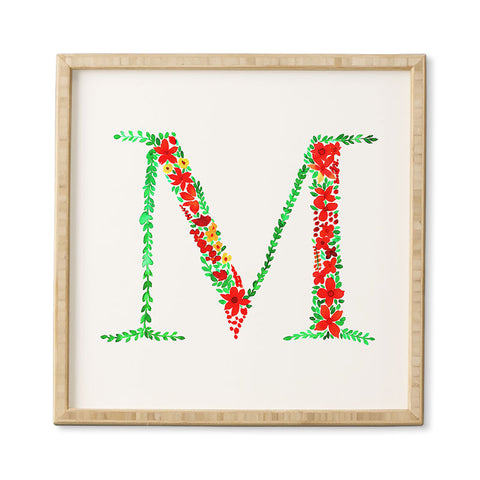 Amy Sia Floral Monogram Letter M Framed Wall Art