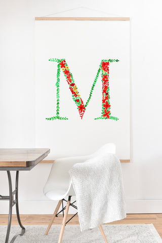 Amy Sia Floral Monogram Letter M Art Print And Hanger