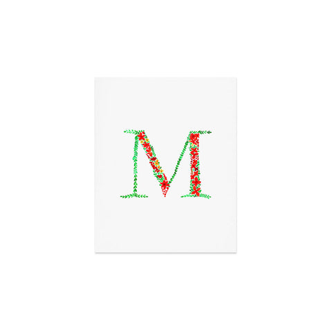 Amy Sia Floral Monogram Letter M Art Print