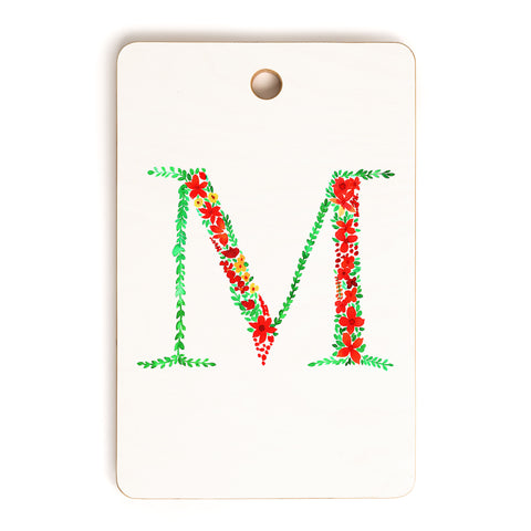 Amy Sia Floral Monogram Letter M Cutting Board Rectangle