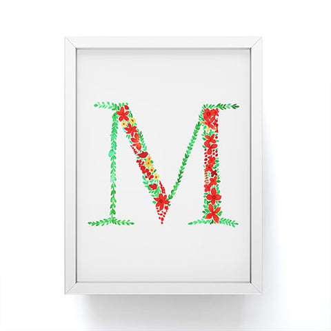 Amy Sia Floral Monogram Letter M Framed Mini Art Print