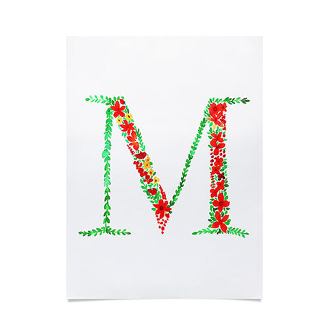 Amy Sia Floral Monogram Letter M Poster
