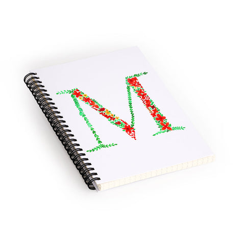 Amy Sia Floral Monogram Letter M Spiral Notebook