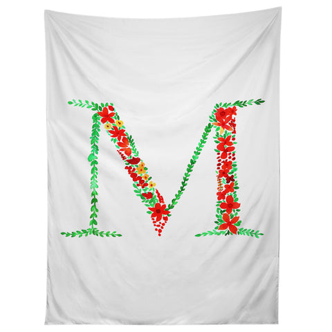Amy Sia Floral Monogram Letter M Tapestry
