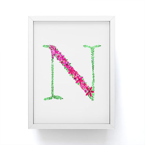 Amy Sia Floral Monogram Letter N Framed Mini Art Print