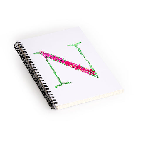 Amy Sia Floral Monogram Letter N Spiral Notebook