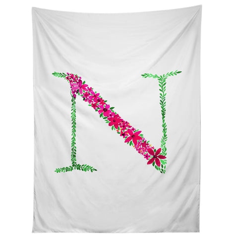 Amy Sia Floral Monogram Letter N Tapestry