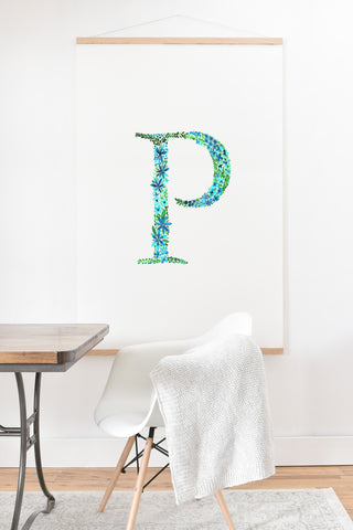 Amy Sia Floral Monogram Letter P Art Print And Hanger