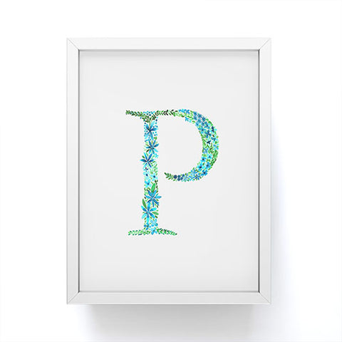 Amy Sia Floral Monogram Letter P Framed Mini Art Print