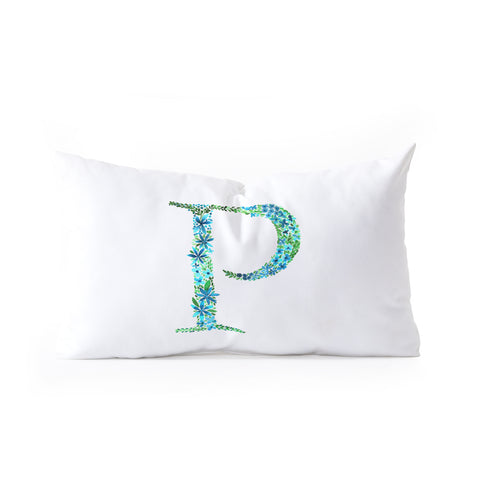 Amy Sia Floral Monogram Letter P Oblong Throw Pillow