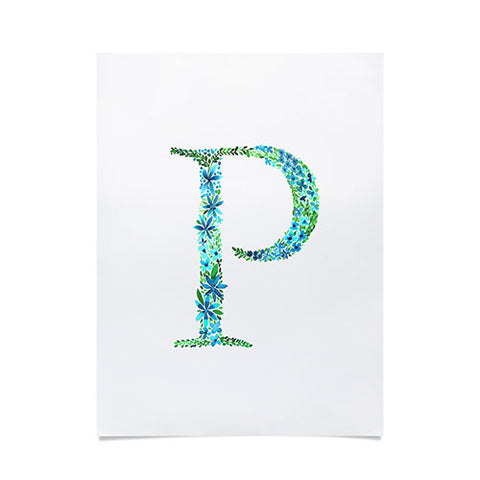 Amy Sia Floral Monogram Letter P Poster