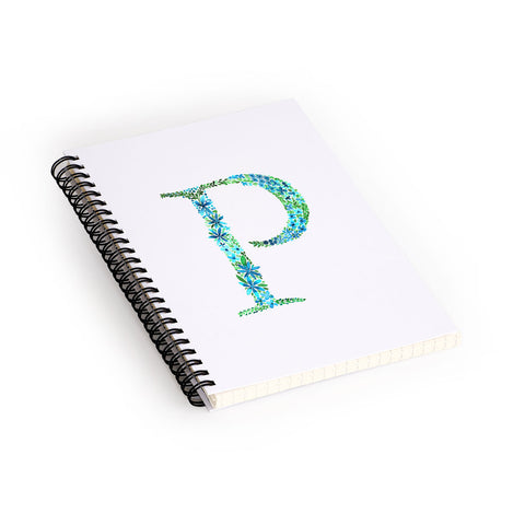 Amy Sia Floral Monogram Letter P Spiral Notebook