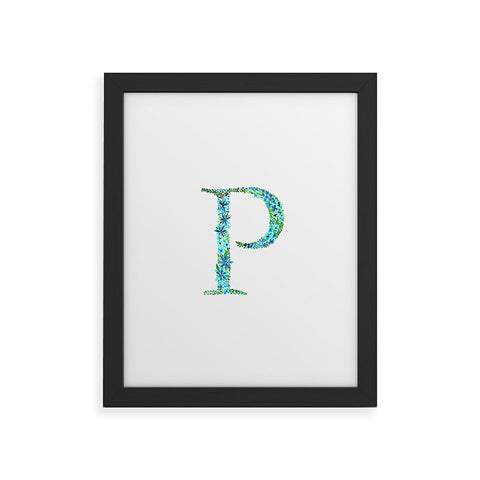 Amy Sia Floral Monogram Letter P Framed Art Print