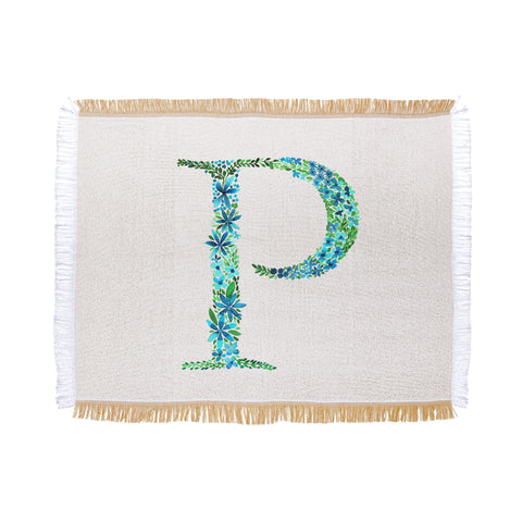 Amy Sia Floral Monogram Letter P Throw Blanket