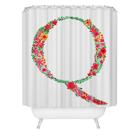 Amy Sia Floral Monogram Letter Q Shower Curtain