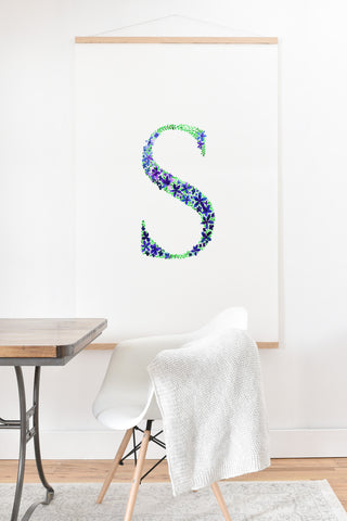 Amy Sia Floral Monogram Letter S Art Print And Hanger