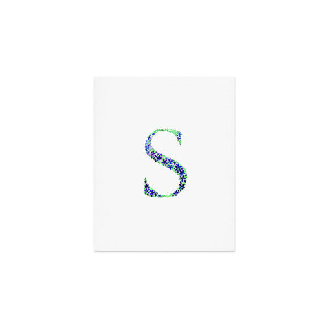 Amy Sia Floral Monogram Letter S Art Print