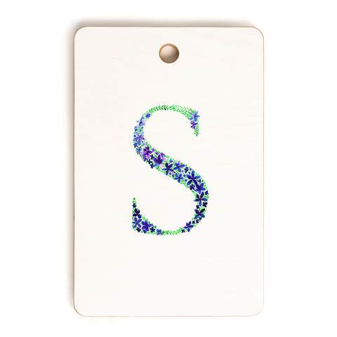 Amy Sia Floral Monogram Letter S Cutting Board Rectangle