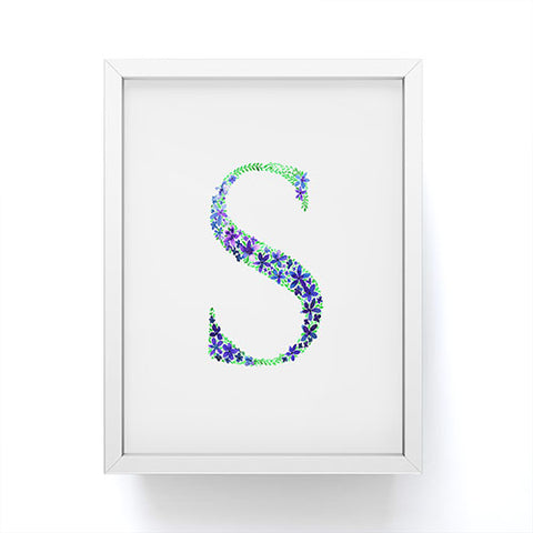 Amy Sia Floral Monogram Letter S Framed Mini Art Print
