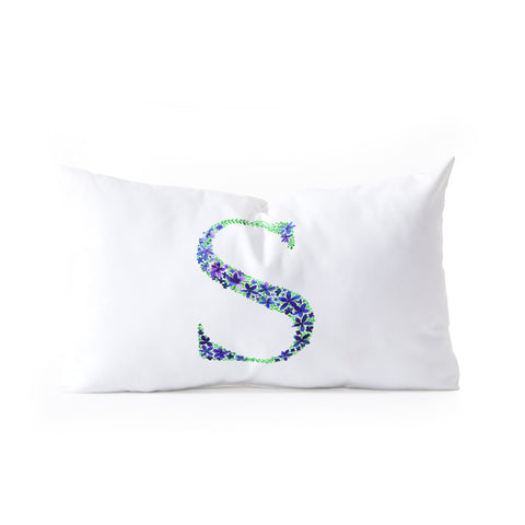Amy Sia Floral Monogram Letter S Oblong Throw Pillow