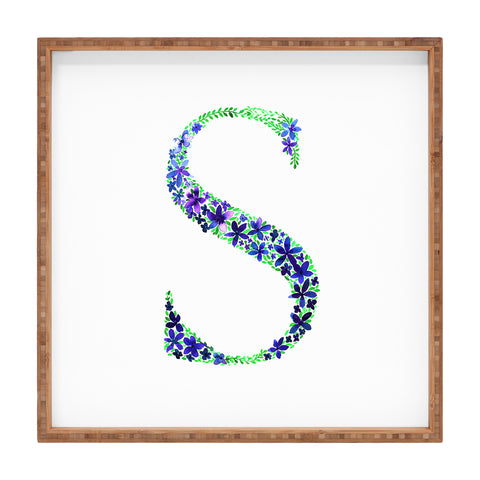Amy Sia Floral Monogram Letter S Square Tray
