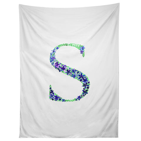 Amy Sia Floral Monogram Letter S Tapestry