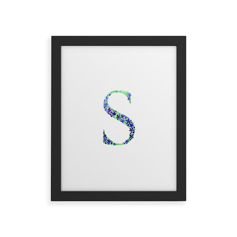 Amy Sia Floral Monogram Letter S Framed Art Print