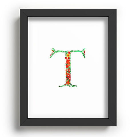 Amy Sia Floral Monogram Letter T Recessed Framing Rectangle