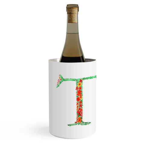 Amy Sia Floral Monogram Letter T Wine Chiller