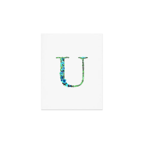 Amy Sia Floral Monogram Letter U Art Print