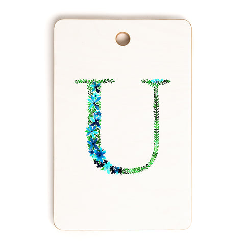 Amy Sia Floral Monogram Letter U Cutting Board Rectangle