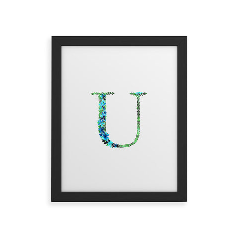 Amy Sia Floral Monogram Letter U Framed Art Print