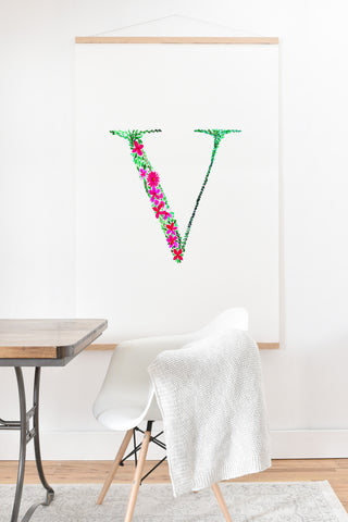 Amy Sia Floral Monogram Letter V Art Print And Hanger