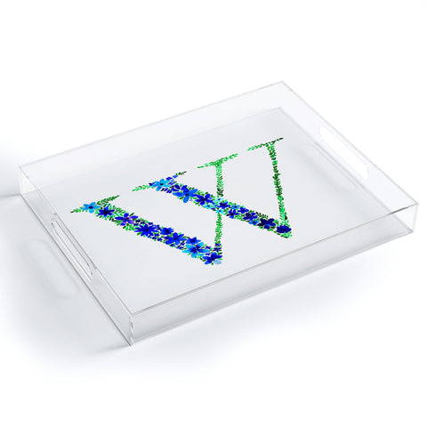 Amy Sia Floral Monogram Letter W Acrylic Tray